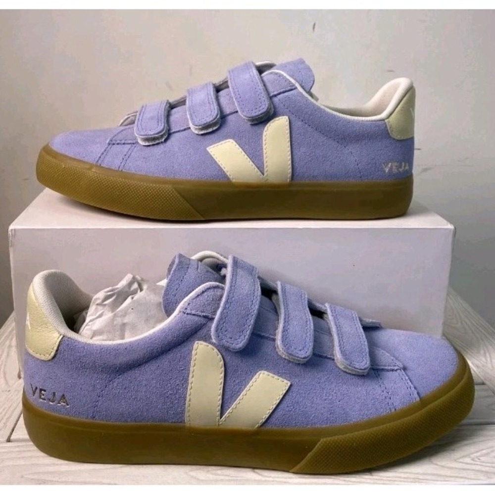 Veja Womens Size US M7 W9 EU 40 Recife Logo Sneakers Light Blue Triple Strap